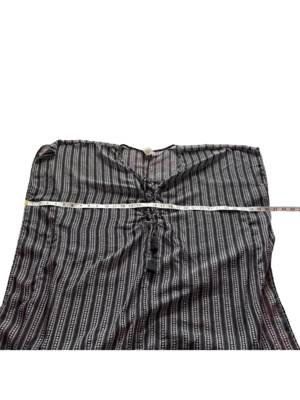Black & White Boho Sheer Striped Beach Swim Tunic Cover Up Time & Tru L(12-14) - Picture 8 of 10